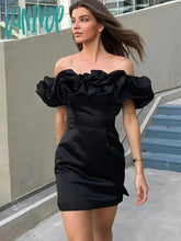 Lunivop Summer White Ruffle Bodycon Party Dress Elegant Off The Shoulder Wedding Guest Mini
